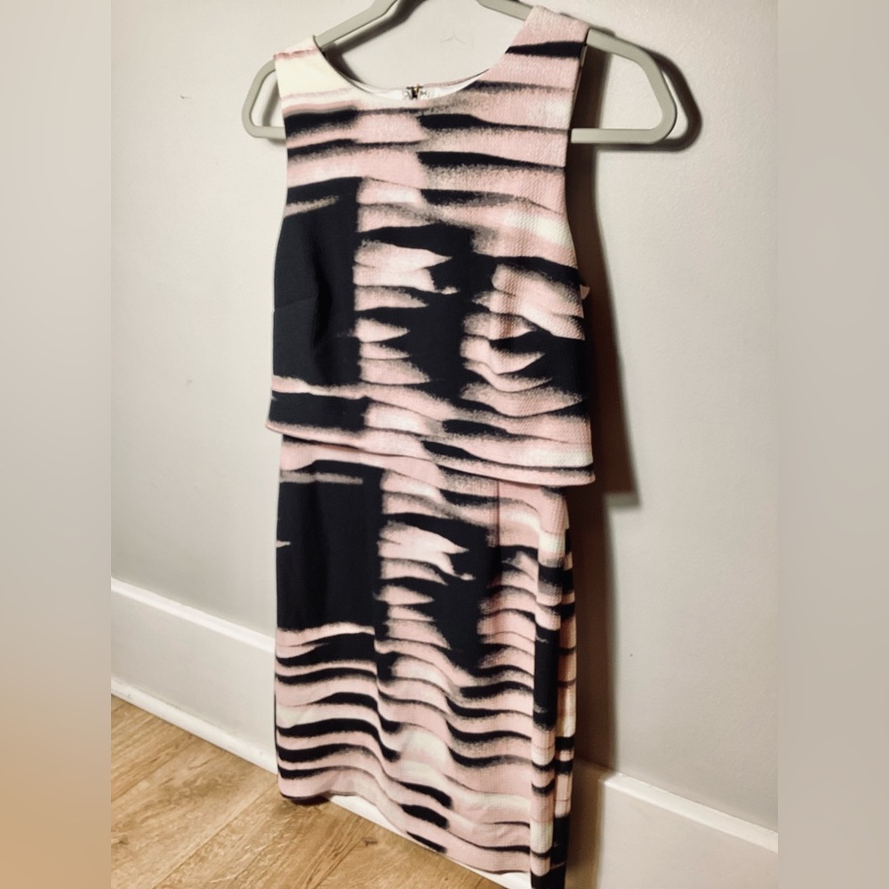 Ivanka Trump Pink zebra layered business Dress